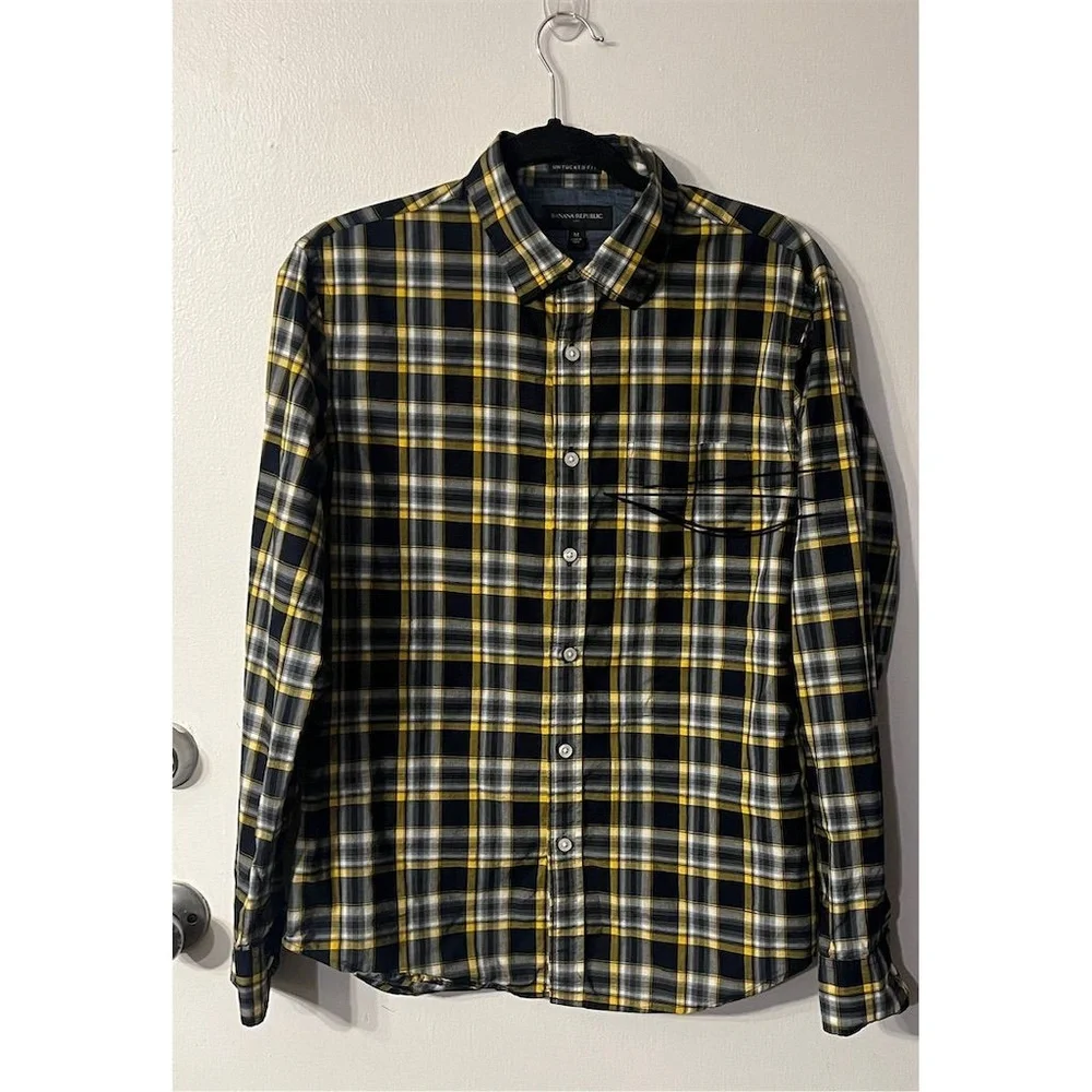 Banana Republic Men's Plaid Flannel Untucked Fit Long Sleeve Shirt M